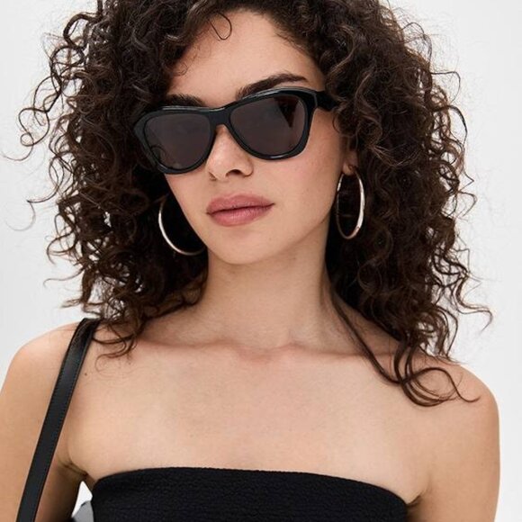 Jacquemus PALMIER JAC/59 C1 Sunglasses Shiny Black Cat Eye Frame, Grey Lenses - Picture 1 of 11